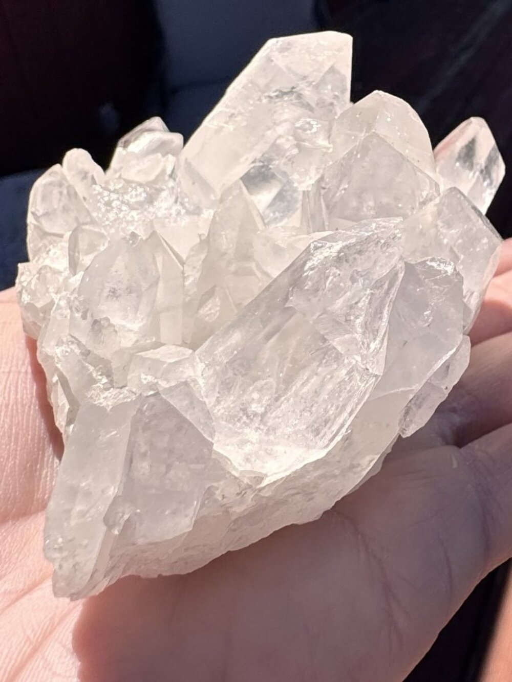 Cabinet-Sized Clear Quartz Cluster – Thick Prism Points & Crown Formation